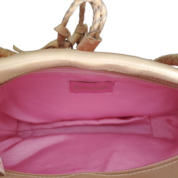 Vintage Donna Dixon Satchel Shoulder Bag Orange Woven Straw‎ Braided Leather - Picture 3 of 10